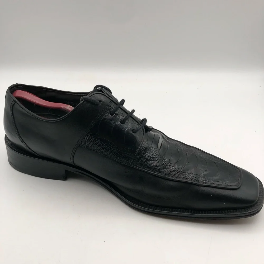 David Eden Regis Men's Size 13 Black Ostrich‎ Exotic Oxford Shoes